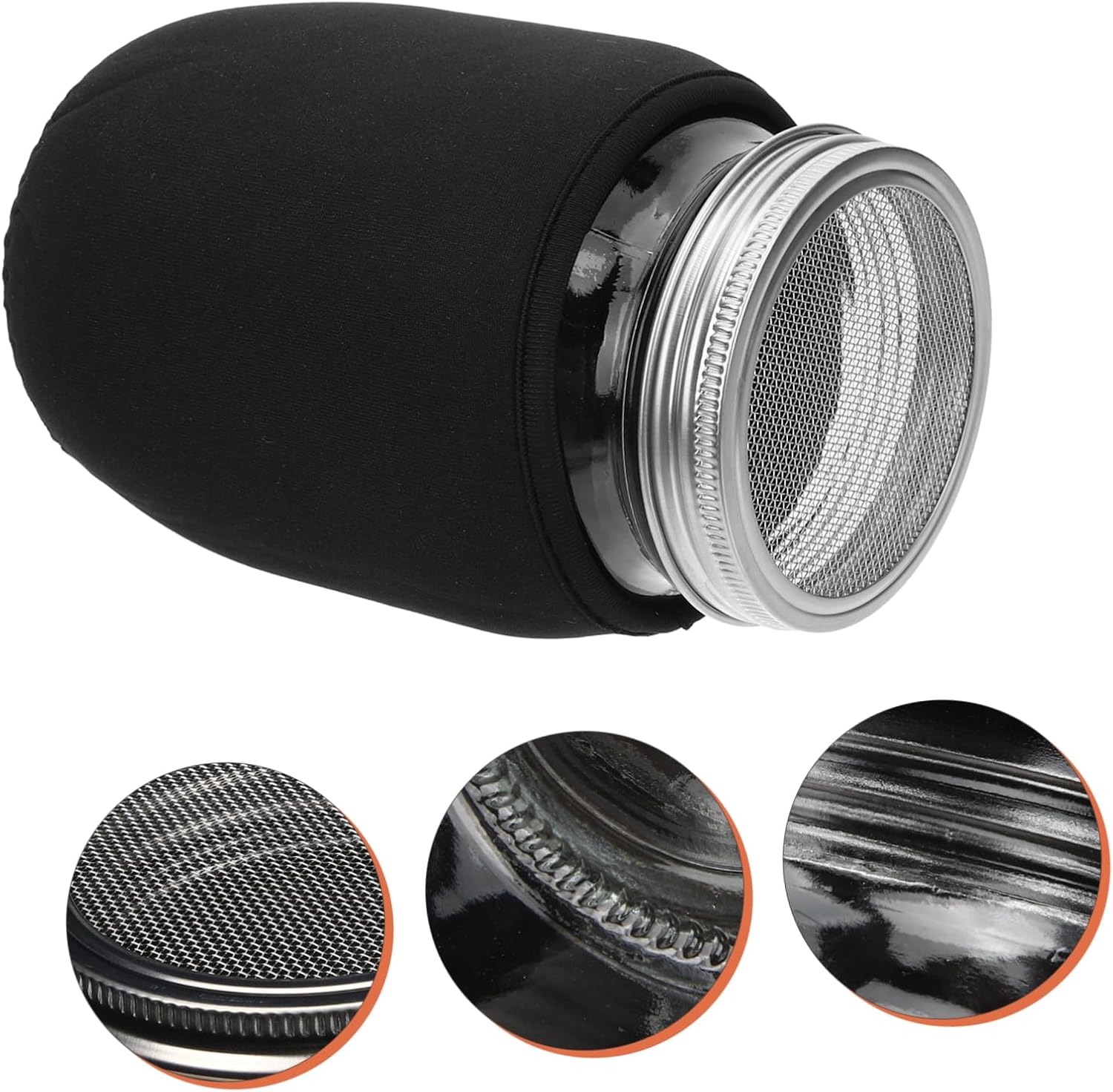 1set Sprouting Kit Blackout Sleeves Jar Lids for Jars Includes Stainless Steel Screen Lids for Growing Broccoli