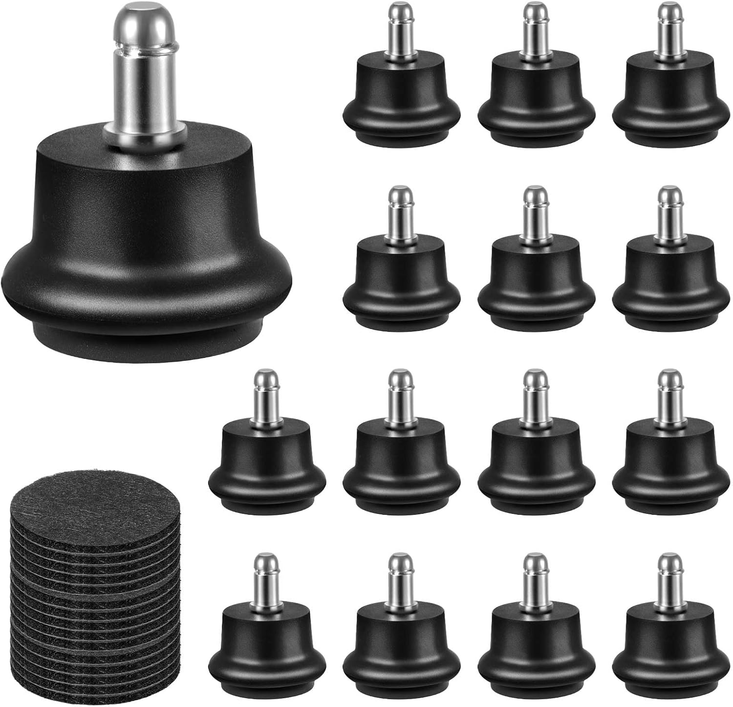 Bell Glides Replacement Office Chair, Caster Wheels Stopper Chair Feet with Separate Self Adhesive Felt Pads, Wheel for Carpet (Short Fixed Feet-15PCS)