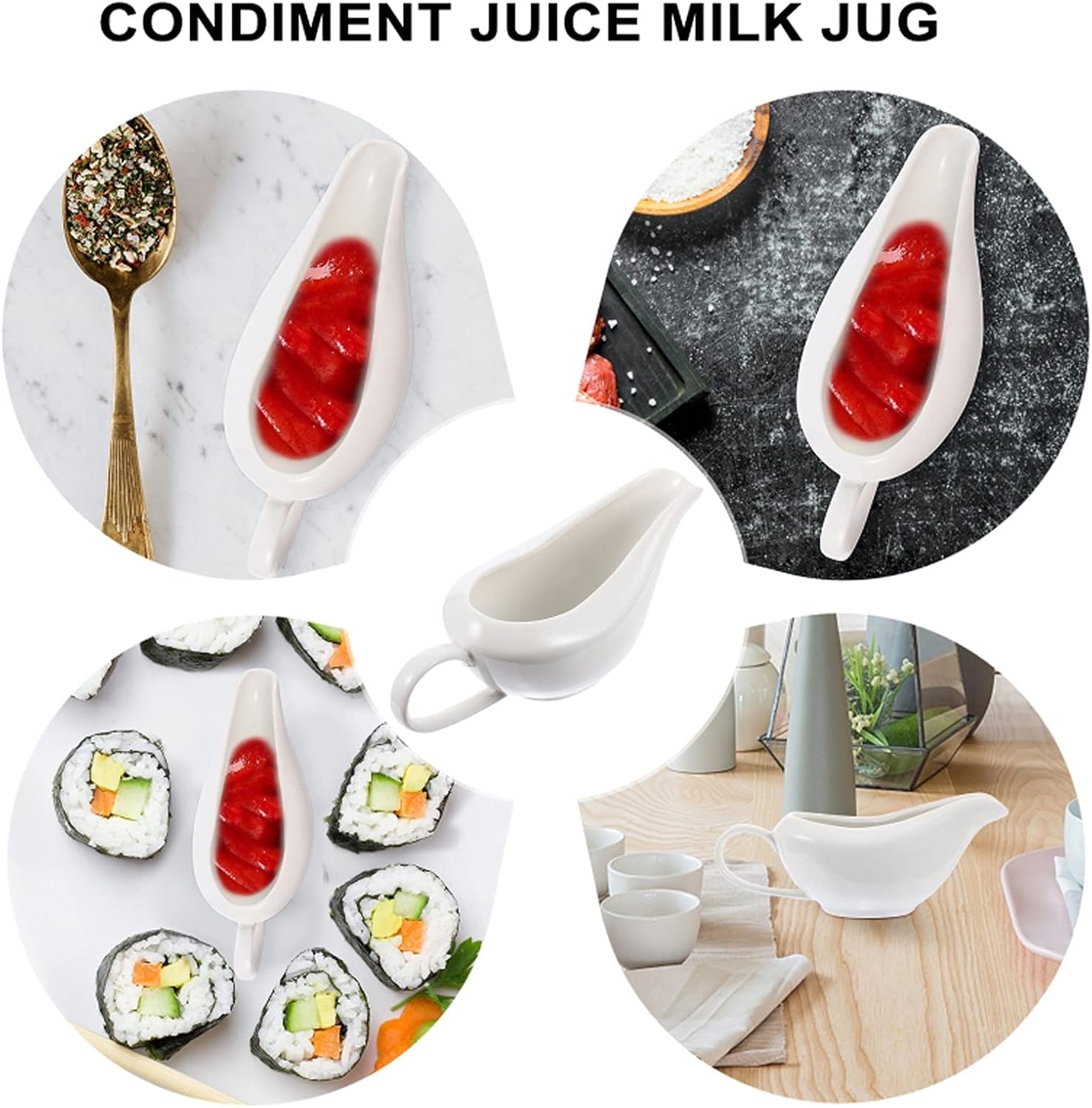 1pc Ceramic Sauce Cup Kitchen Sauce Container Restaurant Gravy Sauce Boat Salad Dressing Gravy Boat (Size:S) (S)