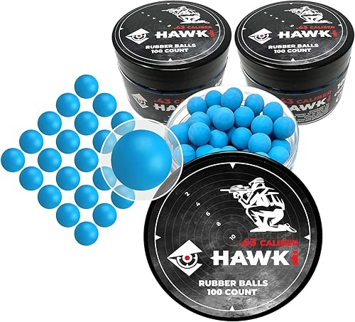 Miniatura 9 de Hawki - Pelotas de goma reutilizables de 0.50 o .43 cali, bolas de goma suave, menos letales para pistolas de paintball negro x 100