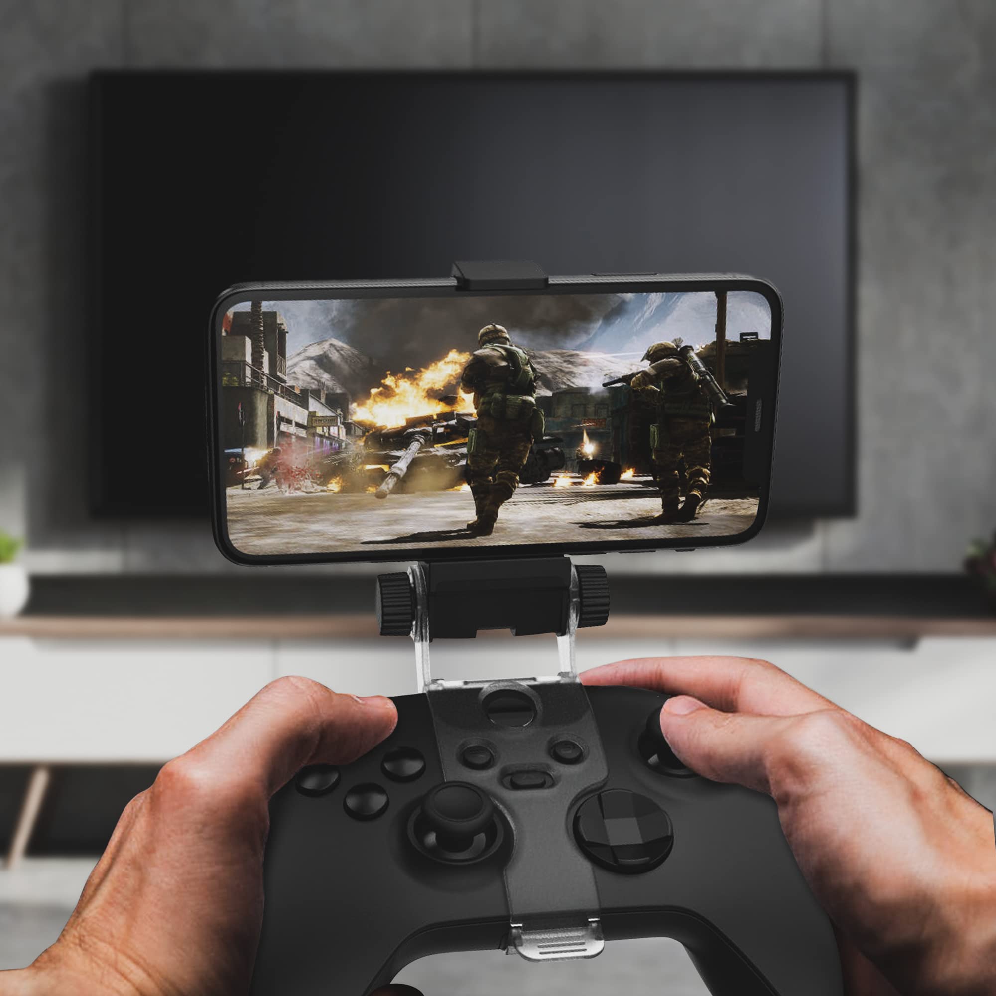 DR1TECH GameGripX+ Clip de Juego Para Mando XBOX One X/S, Series X/S Compatible Con Smartphone Iphone/Android - Soporte Soporte para Teléfono Móvil Ajustable (Mando NO Incluido)