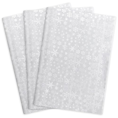 MR FIVE 60 Sheets White with Silver Snowflake Tissue Paper,