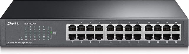 TP-Link 24-Port 10/100Mbps Ehternet Switch, 13-inch Rack-Mount/Desktop, Steel Case (TL-SF1024D)