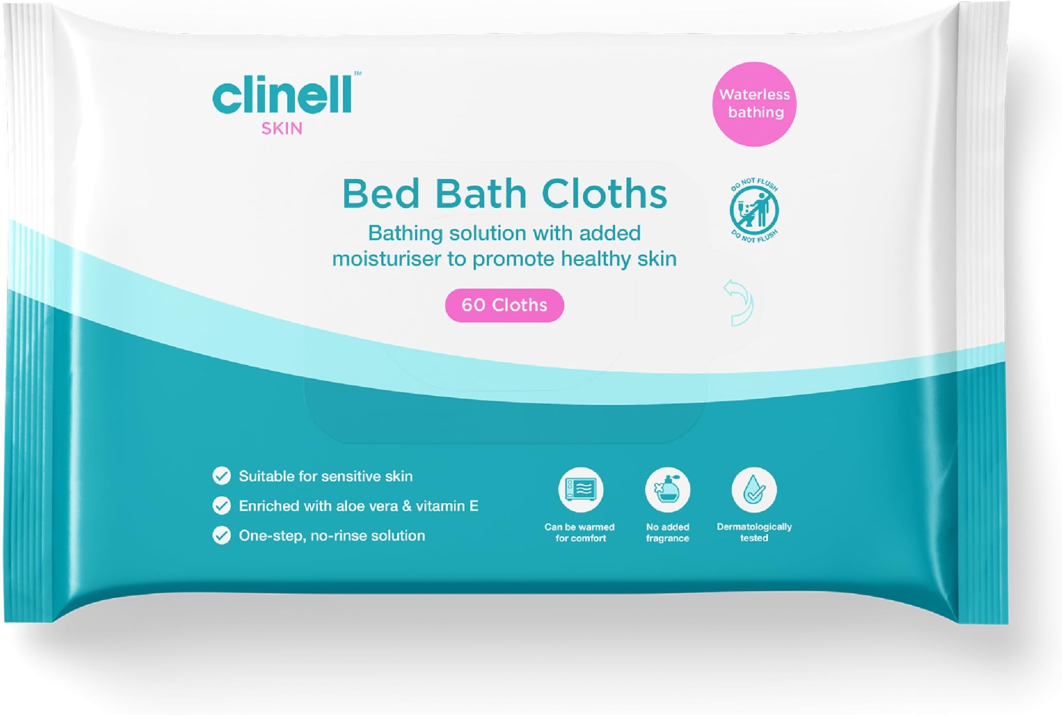Clinell Skin Body Care Wipes - Pack of 1 - 60 Wipes - Easy to Use, Containing Aloe Vera. Dermatologically Tested, Alcohol-Free, Gentle pH Neutral Formula