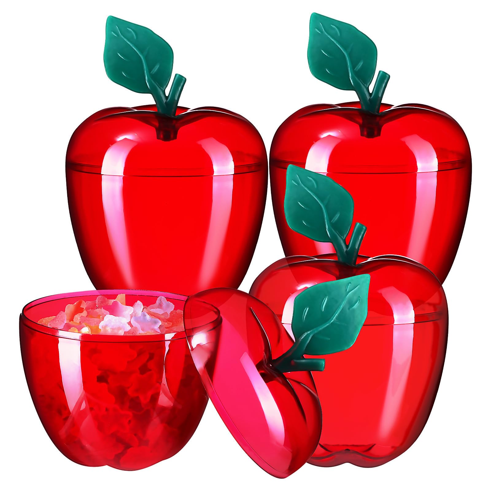 Bocaux en Plastique Rouge de Pomme pour Mariage et Table Extérieure