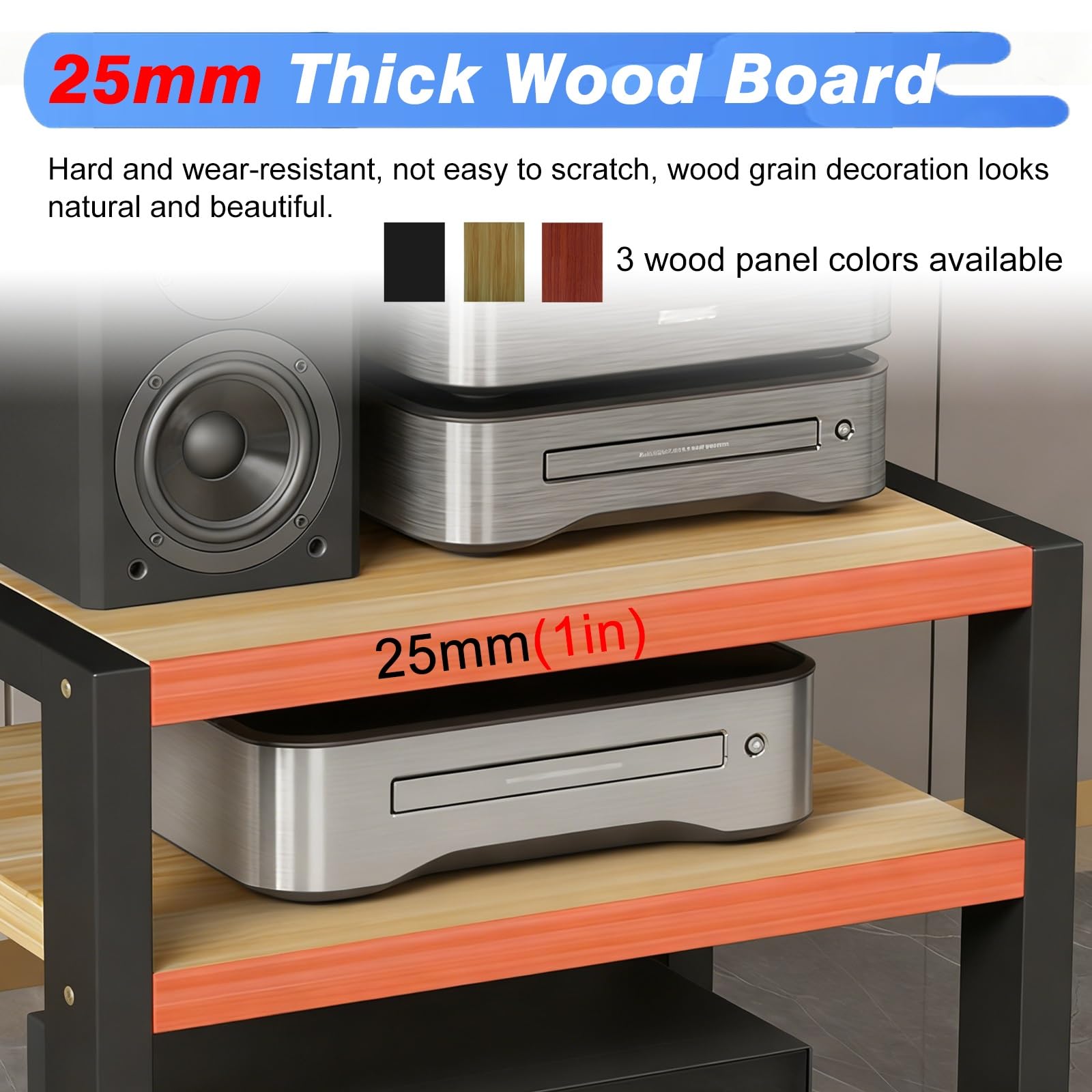 Mueble Equipo HiFi Estantería De Audio Y Vídeo De 2 3 4 Capas, Soporte para Tocadiscos, Amplificador Estéreo Torre, Soporte Vertical para Impresora.(Brown,2 Tier)