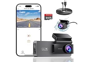 Q4 Dual Dash Cam with 64GB Card and Charging Cables