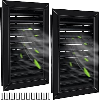 Gisafai 2 Pcs 12" x 18" Gable Vent Aluminum Alloy Wall Vents Shed Attic Vent with Screen Return Air Grill with Screws, for Ventilation Exterior Doors Wall House (Black)