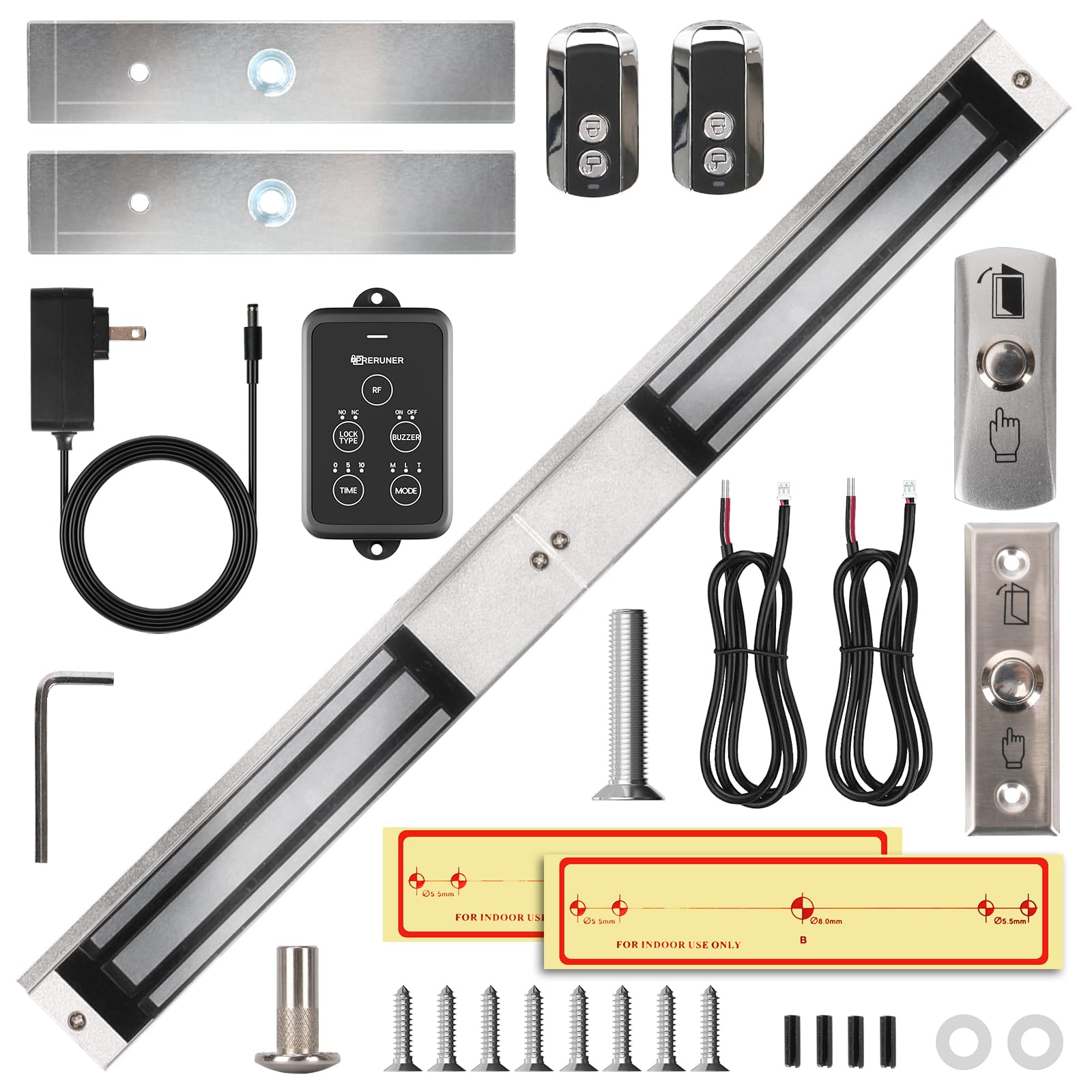 𝙐𝙥𝙜𝙧𝙖𝙙𝙚 Double 600lbs/280kg Electromagnetic Door Lock Access Control, 600lbs×2 Electric Door Magnetic Lock Kit System with 2 Remote Control、