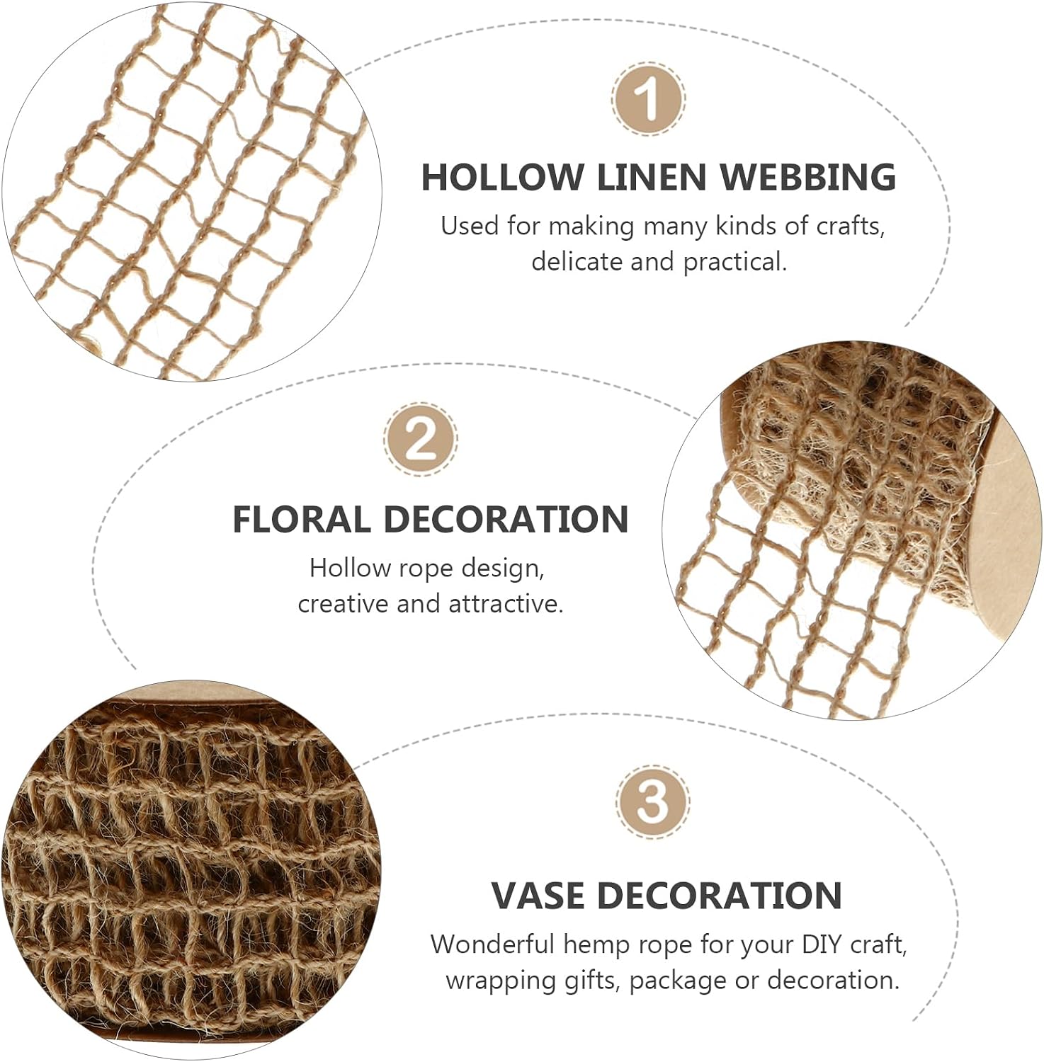 EXCEART 5 Yards Hollow Lace Wrapping Rope 2 Inch Handmade Craft Rope for Wrapping DIY Arts and Crafts Decoration