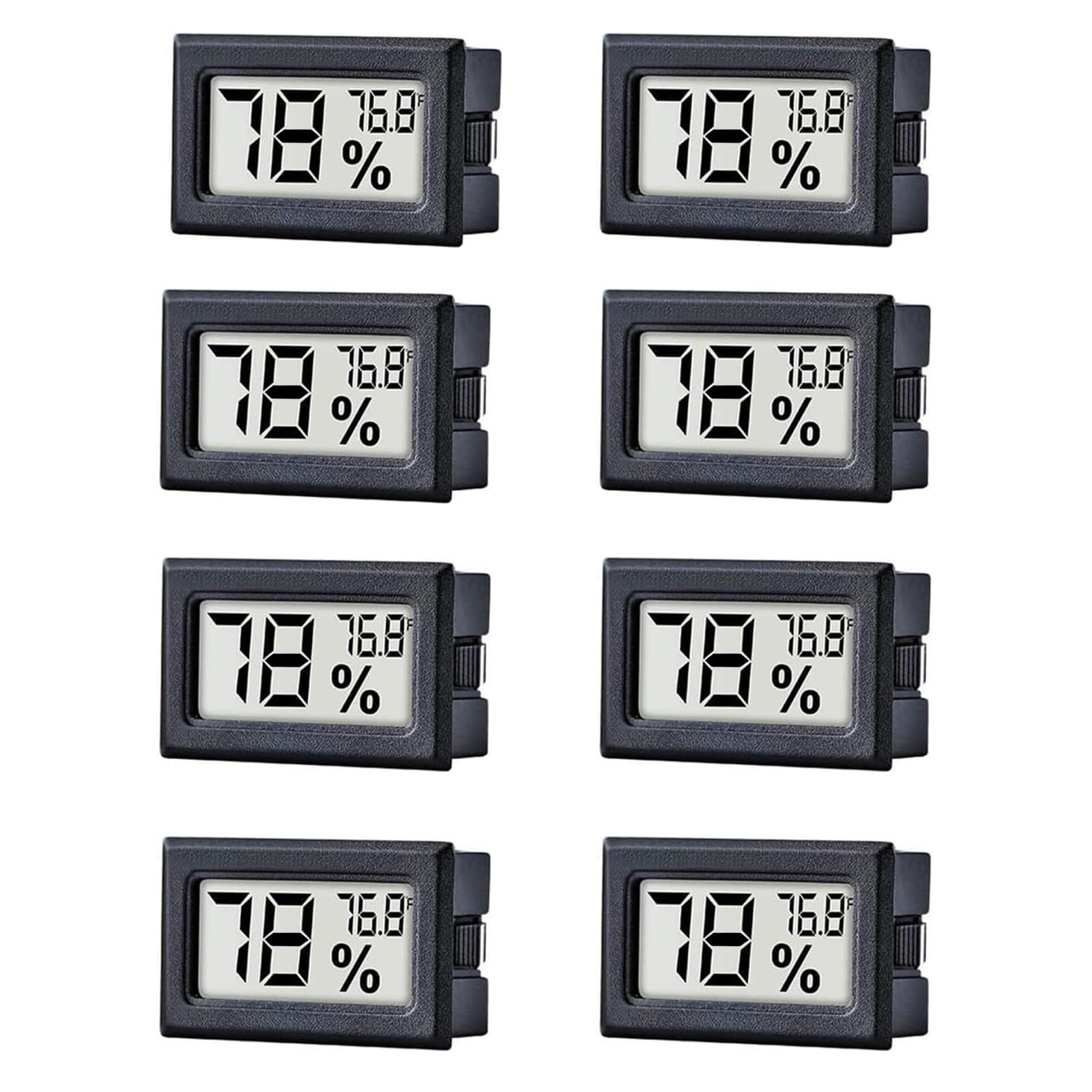 8 Mini Higrómetros Digitales - Miden Temperatura Y Humedad, Incluyen Pilas, Para Casa U Oficina