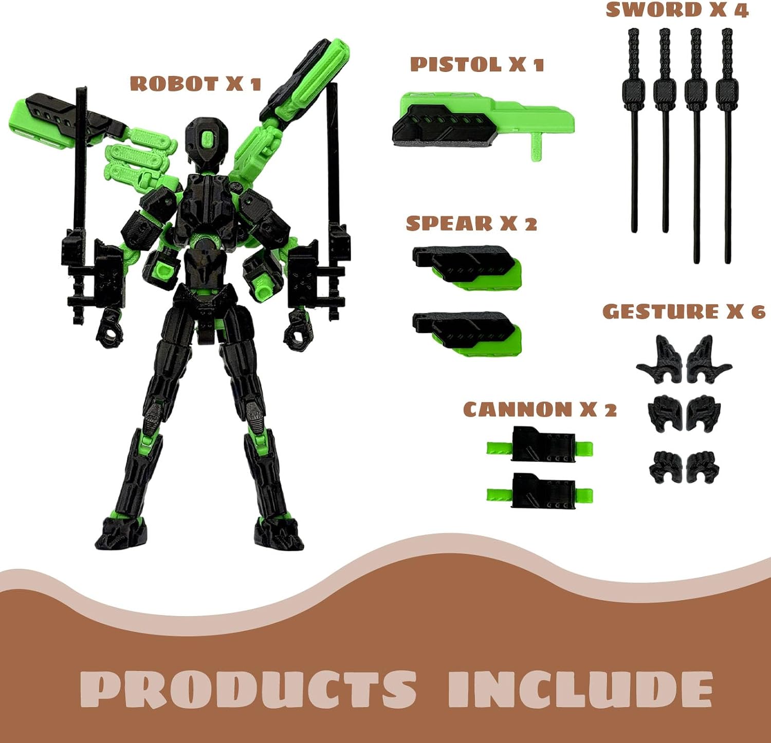 T13 Assembly Completed Action Figure,T13 Robo 13,Gift for Collectors Desktop Decoration Best Birthday Festival Gift (Green)