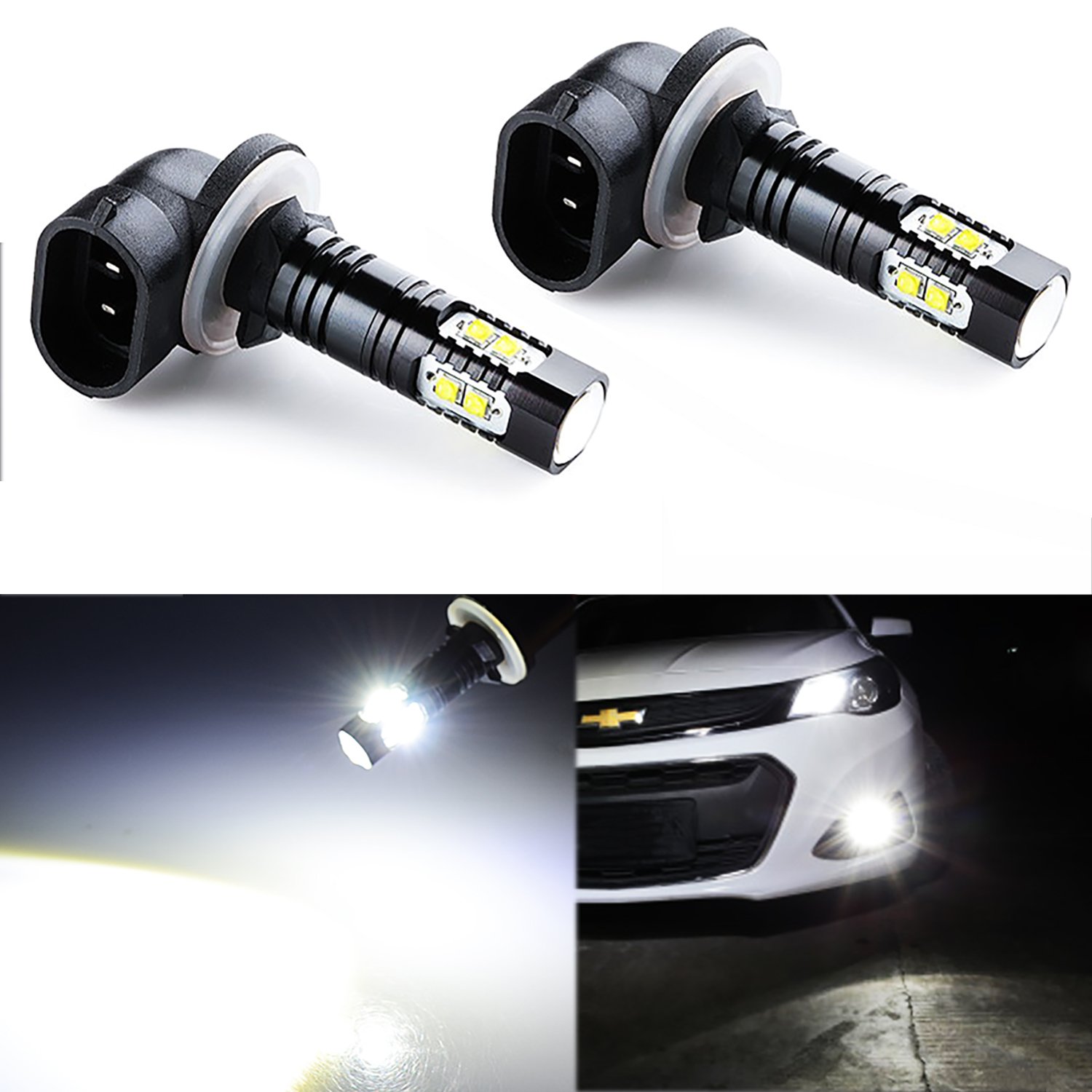 JDM ASTARExtremely Bright Max 50W High Power 881 LED Fog Light Bulbs for DRL or Fog Lights, Xenon White