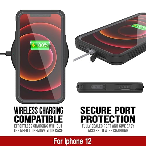 Miniatura 7 de Punkcase Funda impermeable diseñada para iPhone 12 Serie Extrema Ajuste delgado Certificado IP68 A prueba de nieve Funda blindada con protector de