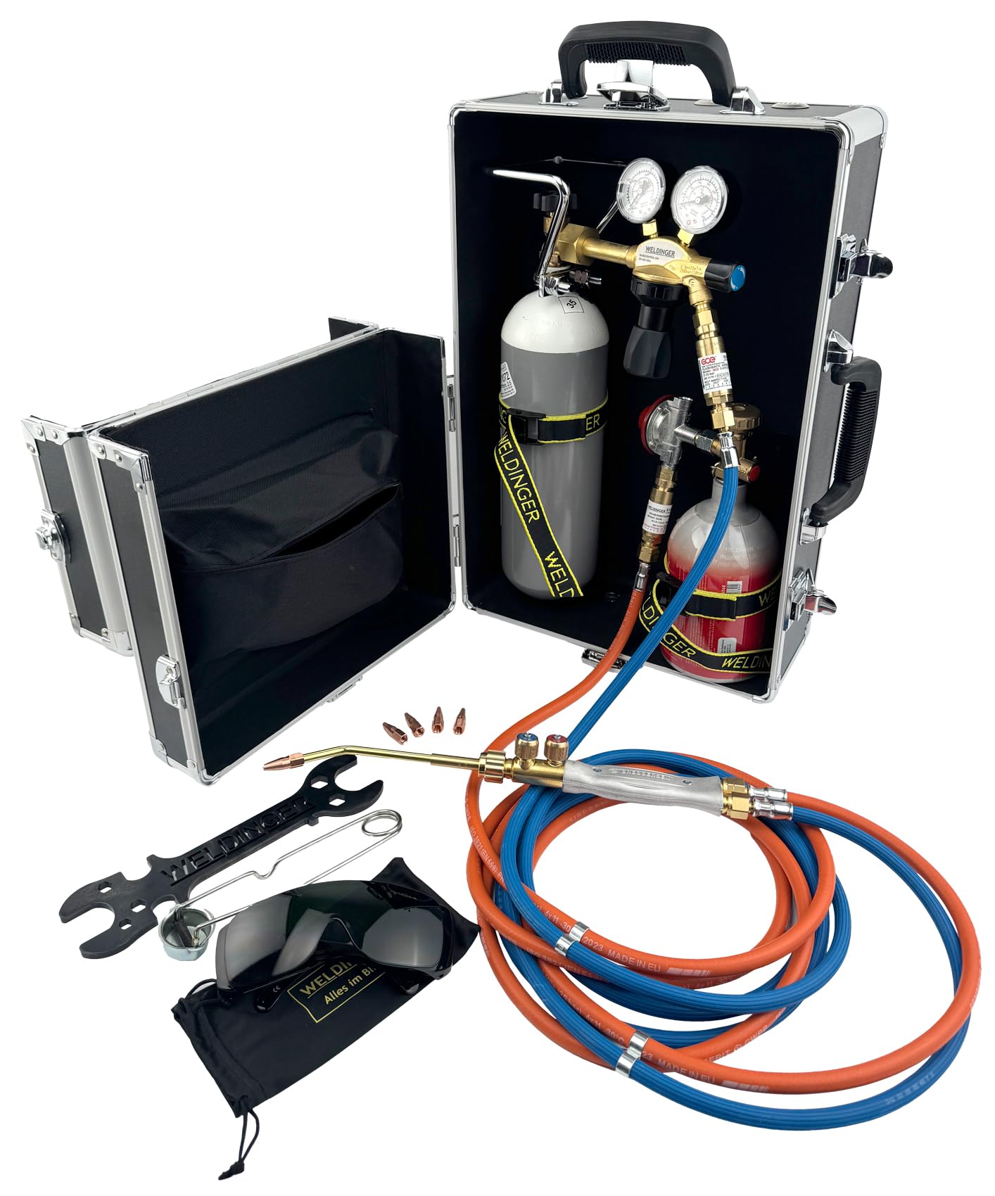 Lötfreund PROFESSIONAL PROPAN - HARTLÖT- UND KLEINSCHWEISSGERÄT mit 2L O² 0,5kg Propanflasche 3 m Schlauch im Koffer