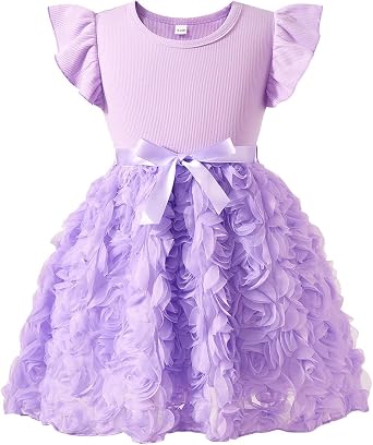 Toddler Girls Tutu Dress Flutter Sleeve Tulle Dress Kids Summer Clothes Birthday Party Princess Outfits Dresses 2-7Y