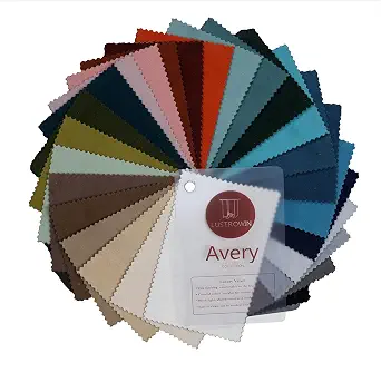 LUSTROWIN Velvet Curtain Fabric Sample Booklet, 28 Colors, Avery Collection