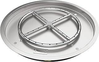 VEVOR Drop in Fire Pit Pan, 19" x 19" Round Fire Pit Burner, Stainless Steel Gas Fire Pan, Fire Pit Burner Pan w/ 1 Pack Volcanic Rock Fire Pit Insert w/ 90K BTU for Keeping Warm w/Family & Friends