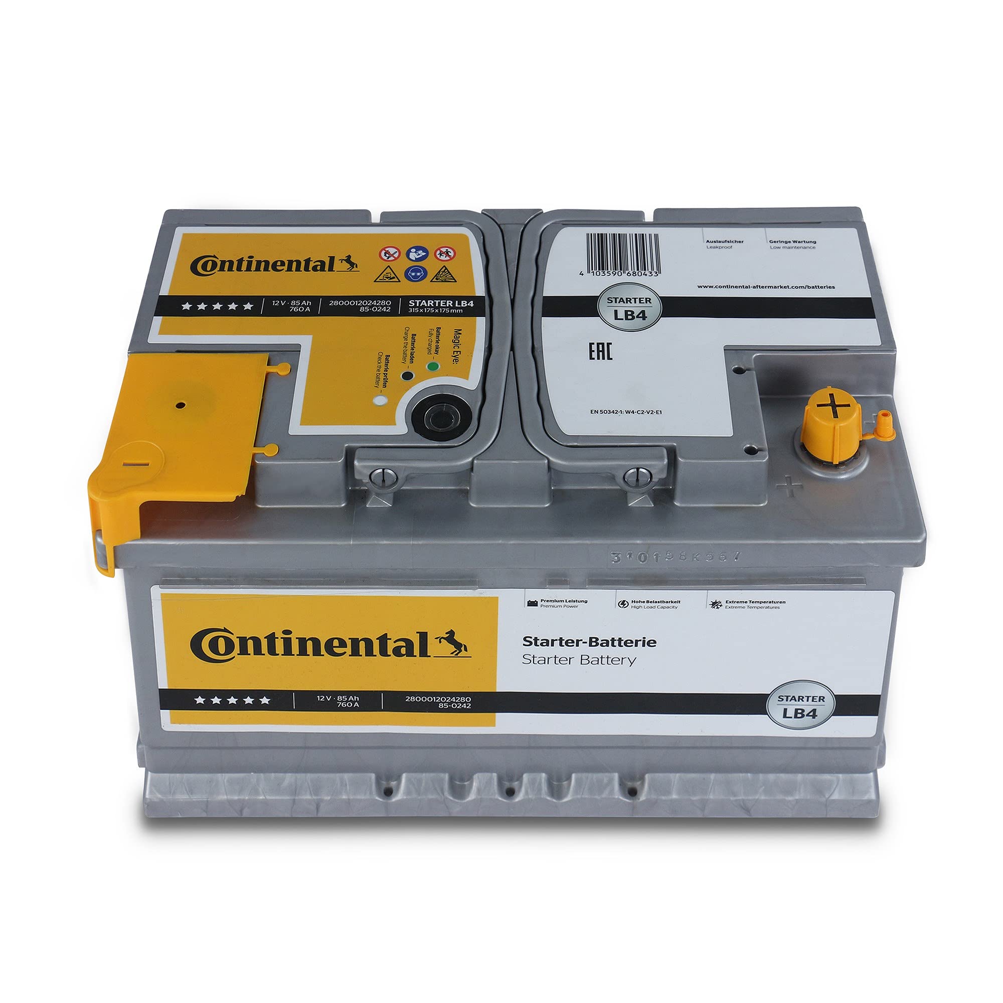 BATTERIA AUTO ORIGINALE I IMPIANTO AUTOMOBILISTICO CONTINENTAL 85AH 760A (EN)