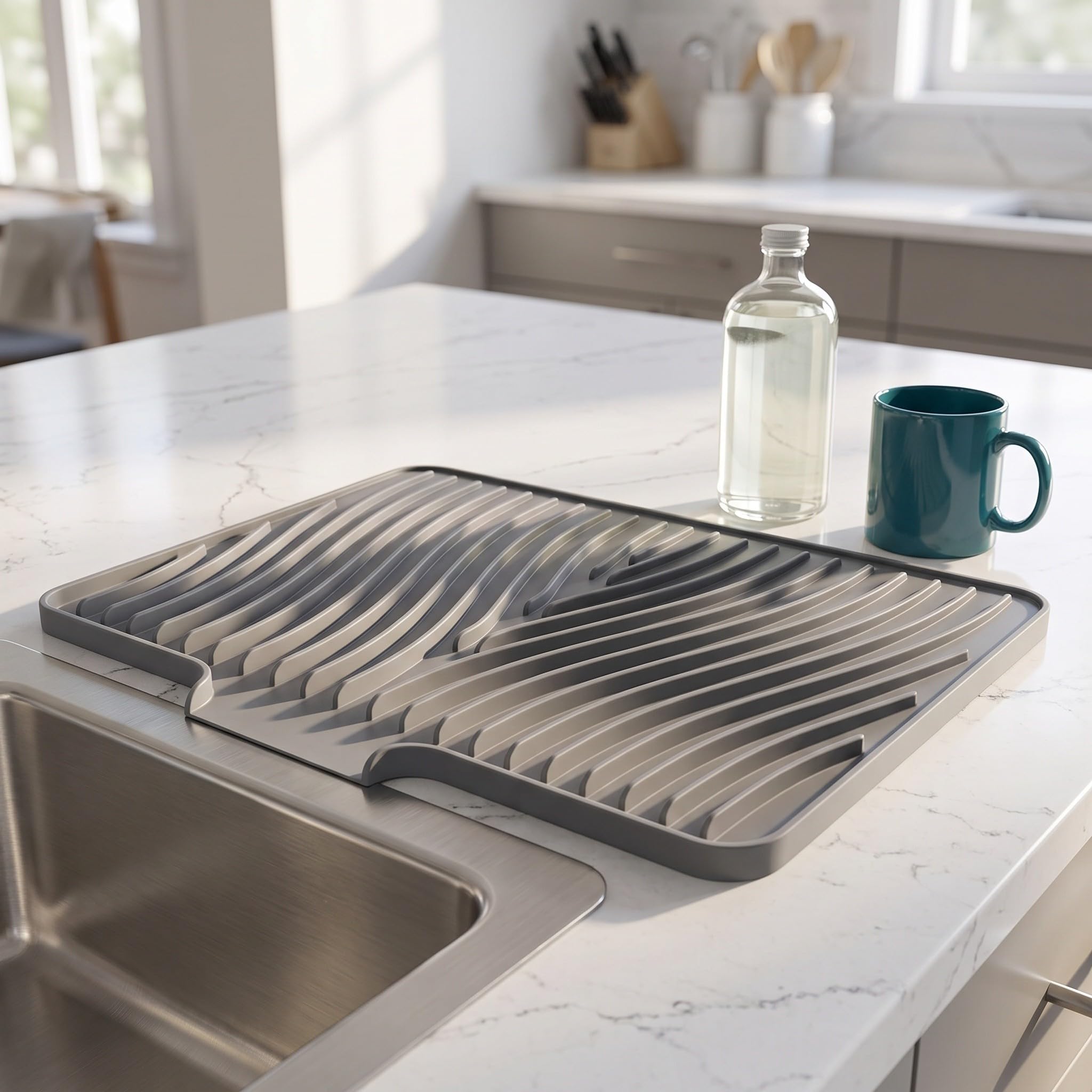INOOMP 2 tappetini asciugapiatti in silicone per piano cucina, resistenti