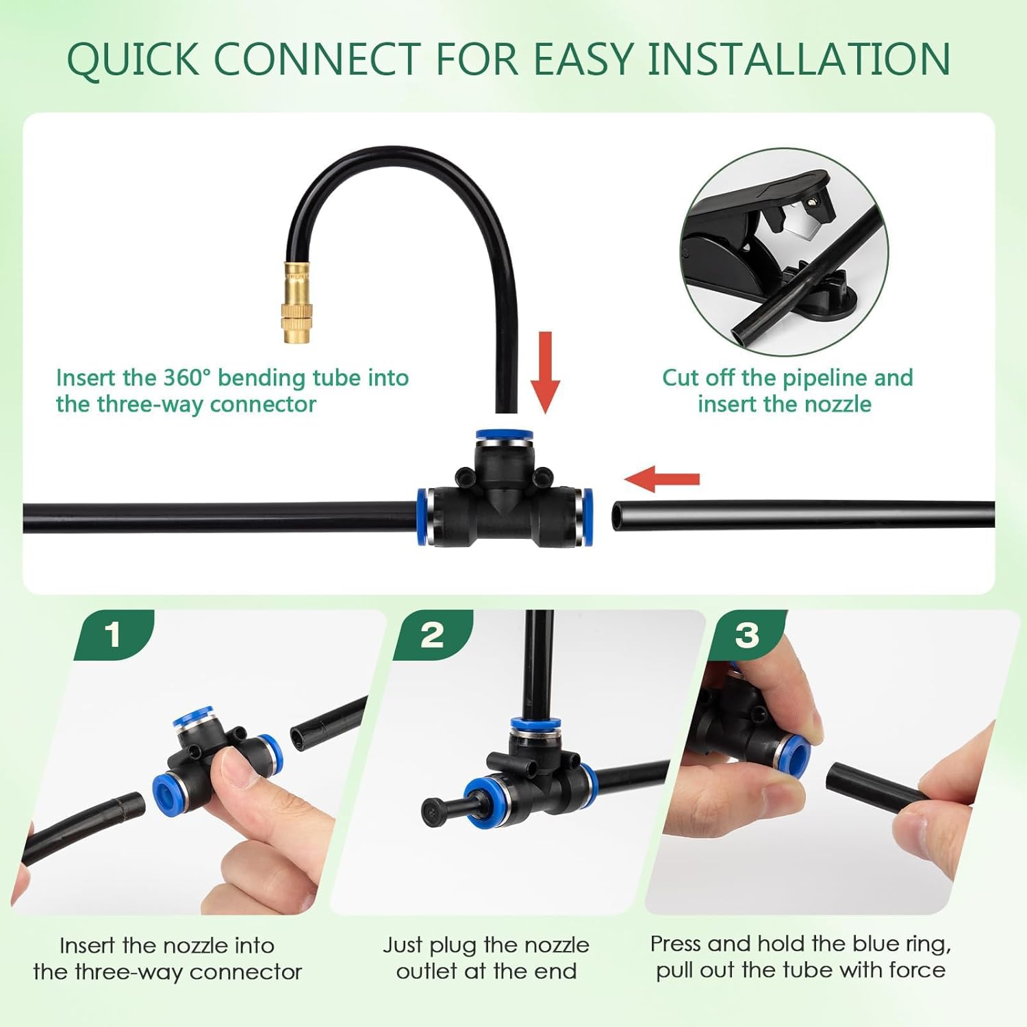 Drip Irrigation System for Garden,66FT Garden Watering System with 20 pcs 360°Adjustable Nozzles,Greenhouse Accessories， Automatic Watering System for Yard，Lawn，5/16 inch Hose