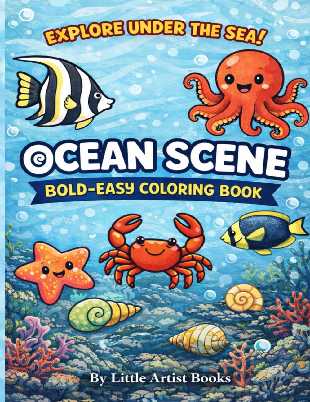 Ocean Scene Coloring Book: Bold-Easy Coloring Book (Relax & Easy Coloring)
