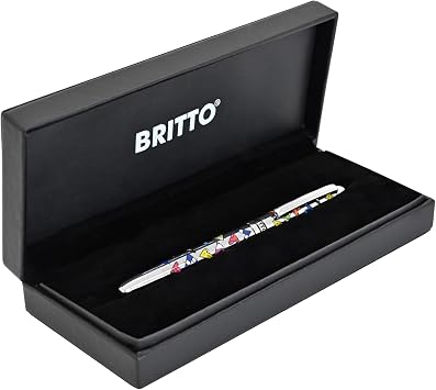 Britto Premium Rollerball Pen - Extra Fine Point with 0.5mm Premium-Grade Refillable Liquid Black Ink, Smooth Precision Writing & Quick Drying Pen for Journaling Japanese, Hearts Silver
