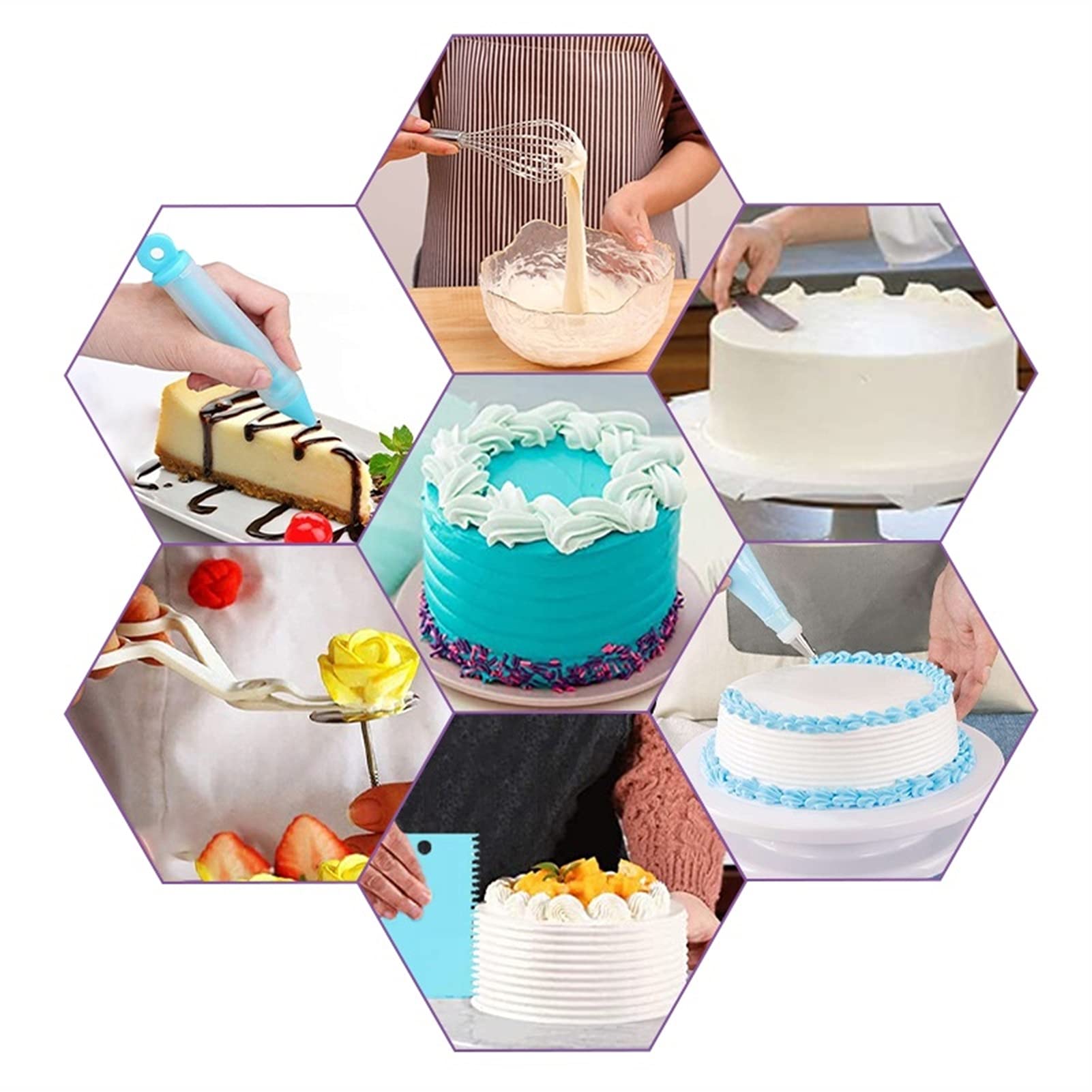 Tortenplatte Drehbar Kuchen Drehteller Kit 137 Set, Kuchen Drehteller Icing Spatulacake Spatel Zubehör für Kuchen Kuchen Spinnerei zum Dekorieren Kuchen dekorieren Verbrauchsmaterial Kit