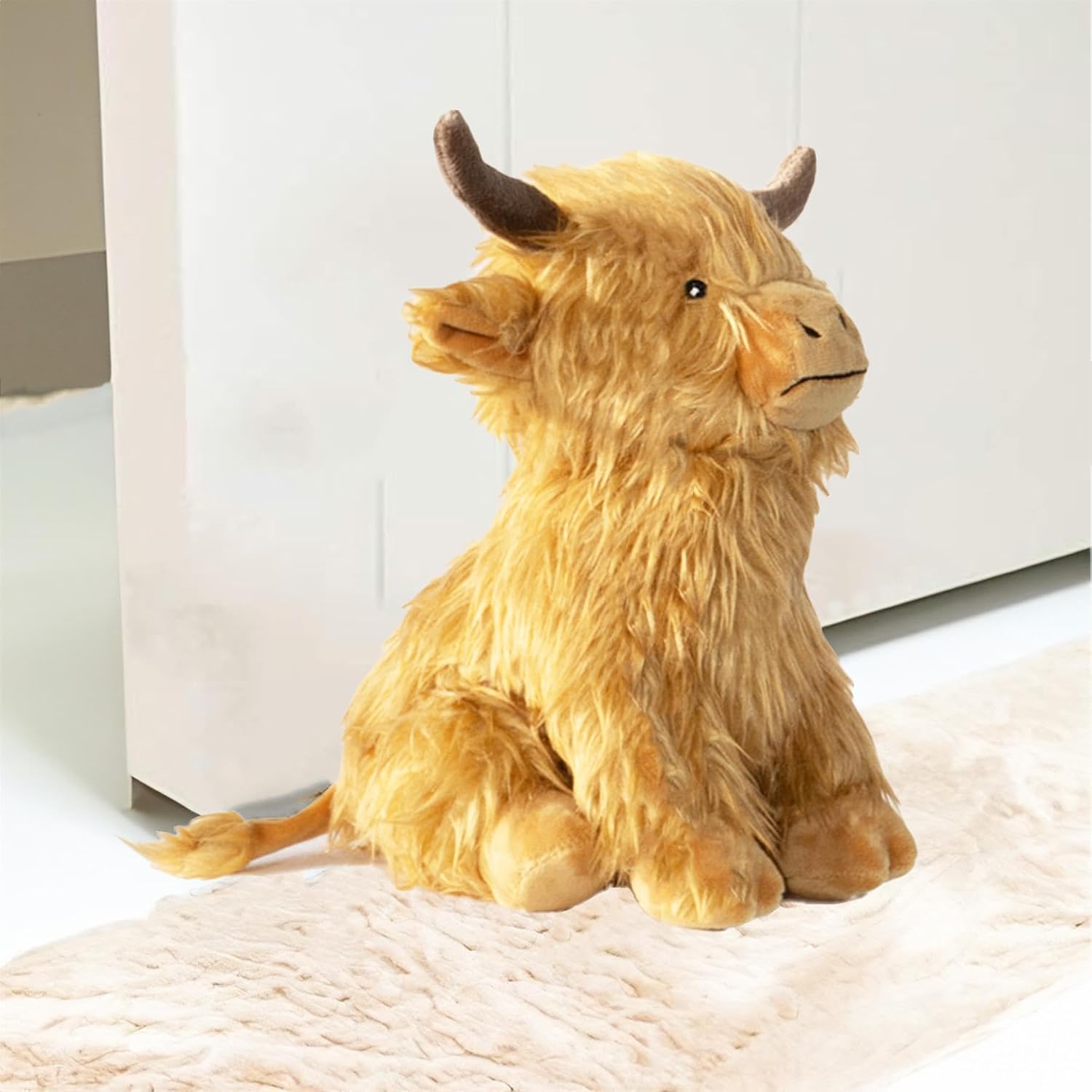 Highland Cow Door Stopper - Adorable 9.5-inch Weighted Fabric Animal Doorstop, Cute Decorative Door Holder for Home & Office, Soft & Floor-Safe Doorstopper, Perfect for Any Rooms