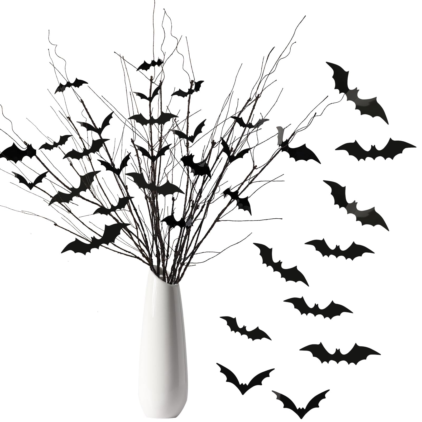 Ramas de sauce rizado artificial con mariposas de Halloween de JUNEBRUSHS