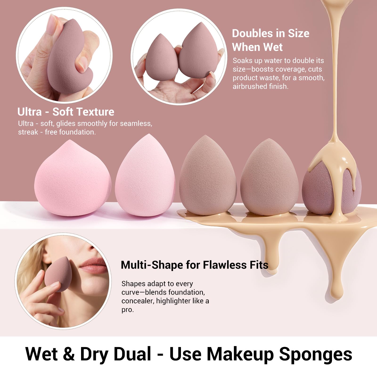 MAANGE Lot de 51 pinceaux de maquillage professionnels pour fond de teint, poudre, anti-cernes, fard à paupières, blush, pinceau de voyage (rose)