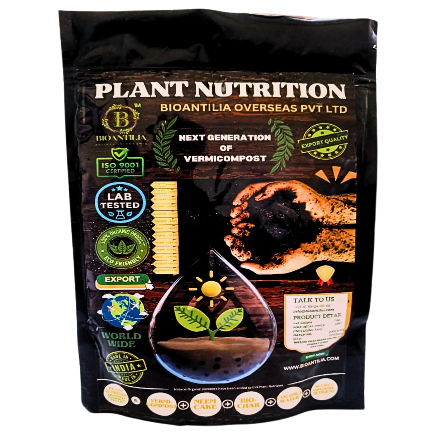 Bioantilia Plant Nutrition (Next Generation Of Vermicompost) Organic Vermicompost Fertilizer Manure for Plants | Organic Vermicompost Manure (Pack of 1) (1KG) (B0CW1RGVJ9) Amazon Price History, Amazon Price Tracker