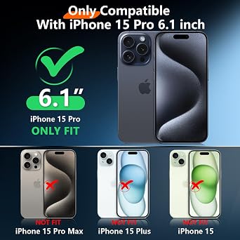 2025 New Designed for iPhone 15 Pro Case Waterproof, [Military Grade Shockproof][Glass Camera Protector & Built-in Screen Protector][IP68 Underwater][Dustproof][Dropproof] Full Phone Case 6.1