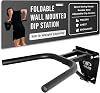 Valor Fitness Wall Mounted Dip Station Bar - Space Saving - Foldable Home Gym Workout Equipment - 350 lb Capacity