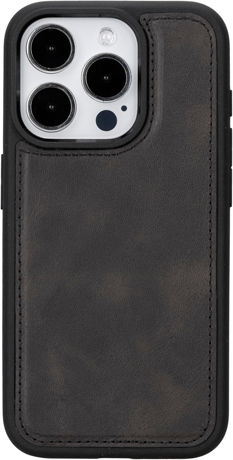 HARDISTON Genuine Leather Handmade Wallet Case Compatible with iPhone 15 Pro - MagSafe Compatible - Pro Detachable Magnetic Flip Cover with Card Holders - Horizontal Kickstand (Black) - Image 8