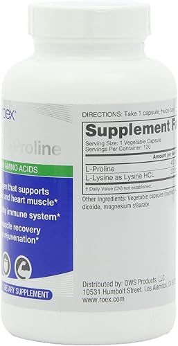 Miniatura 2 de Roex Vitaminas | L-Lisina | L-Prolina | Mantenimiento y recuperación muscular | Articulaciones saludables | Suplemento nutricional | 120 unidades