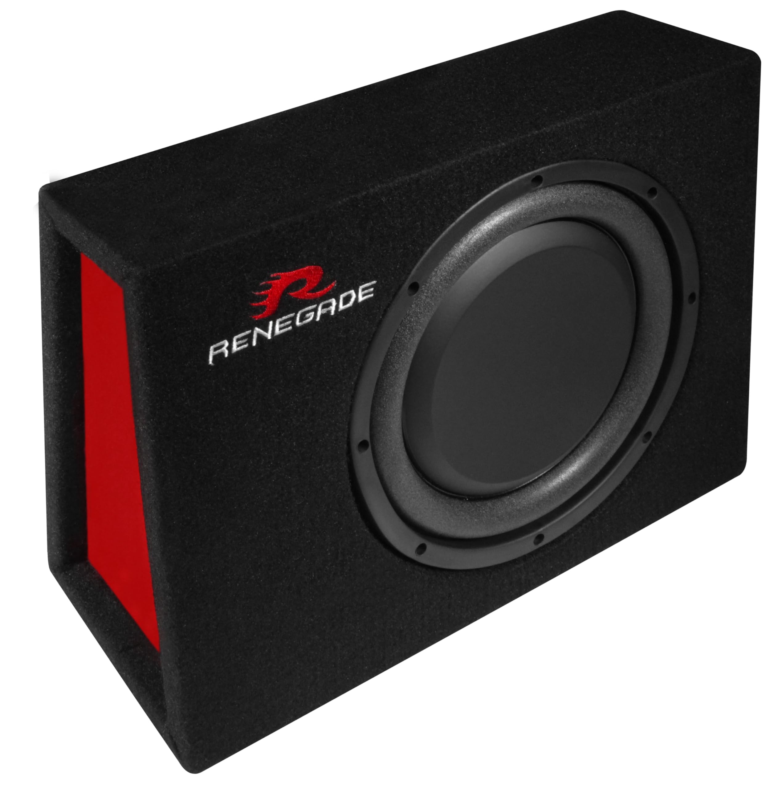 Renegade RXS1000 - subwoofer con cabinet da 25 cm (10") - sistema singolo compatto con altoparlante per bassi hi-fi per auto da 400 W max. con cabinet poco profondo