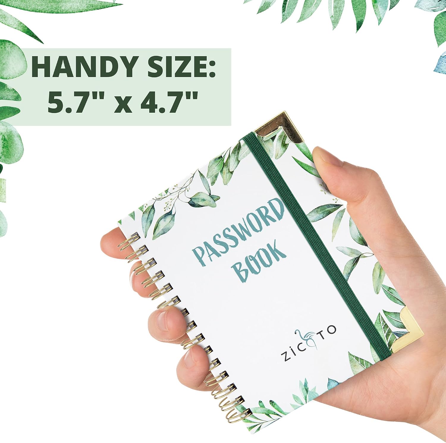 Simplified Greenery Password Book with Alphabetical Tabs - Great Internet Password Keeper For Seniors – Perfect Notebook w/Address Section to Get All Passwords & Recently Placed Orders Organized