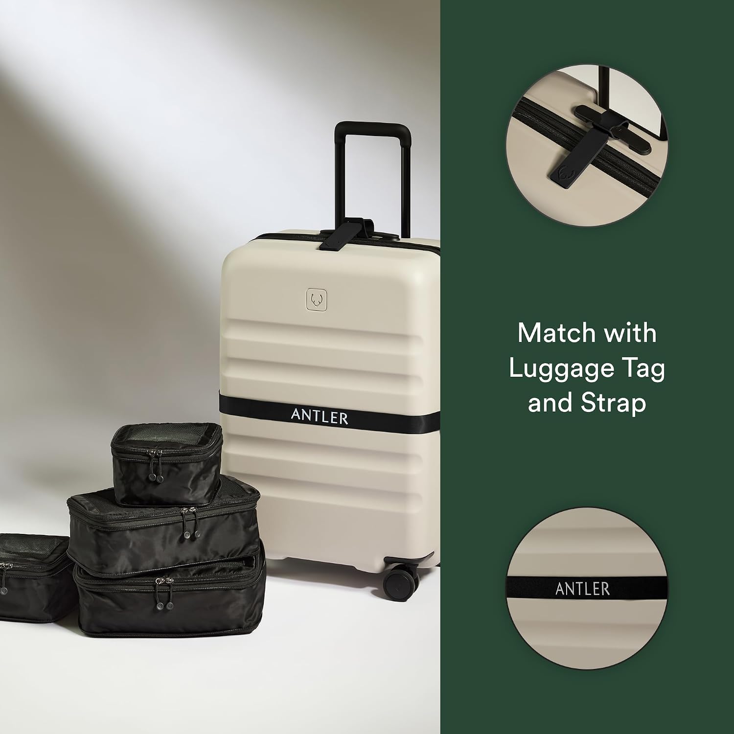 ANTLER - Compression Packing Cubes for Travel, Luggage Organiser for Suitcases or Bags, Travel Accessories, Set of 4, Black