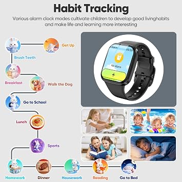 Smart Watch for Kids No APP/Phone Needed, HD Touch Screen Fitness Tracker with Heart Rate, Sleep Monitor, IP68 Waterproof Smartwatches with Pedometer, Alarm Clock, Gifts for Kids Ages 4-12 (Purple)