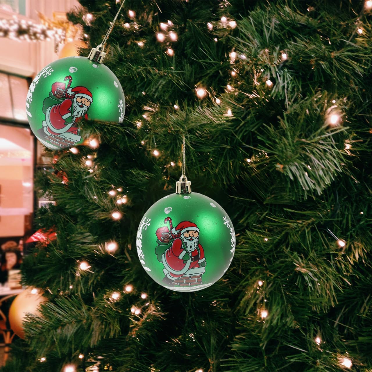 IMIKEYA 9 Stück Weihnachtskugeln Kunststoff Grün Weihnachtsbaumschmuck Ornamente Plastik Christbaumkugeln für Weihnachten Deko, 3x3,5 cm