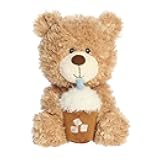 Aurora® Snuggly Bear Slurpy Teddy™ Stuffed Animal - Comforting Companions for Imaginative Play - Perfect for Kids, Adults, Birthdays, and Anniversaries - Iced Coffee 9 Inches