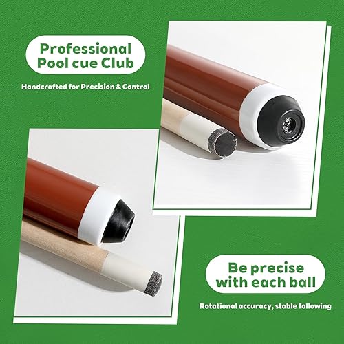 Miniatura 7 de 58 palos de 2 piezas para taco de piscina con color café y punta de cuero de 0.51 pulgadas, peso de 20 onzas (juego de 2 de 58 pulgadas, juego de