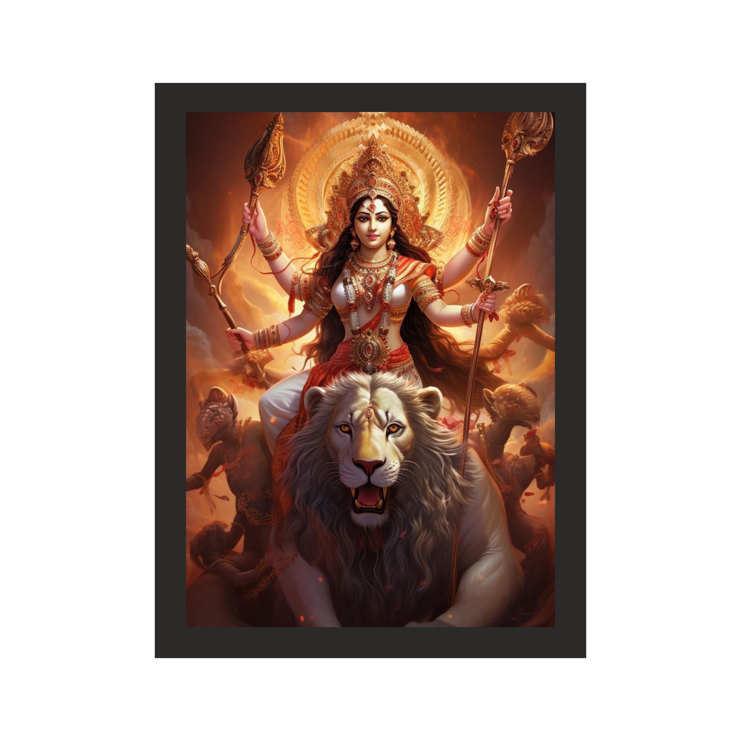 Monumental Maa Durga on Lion: 36x48