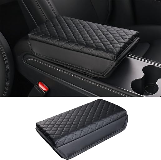 Armrest Box Cover for 2021-2026 Tesla Model 3/Model Y Accessories | Soft PU Leather & Memory Foam, Scratch Protection, Elastic Straps, Armrest Comfort, Easy Installation, Interior Accessories