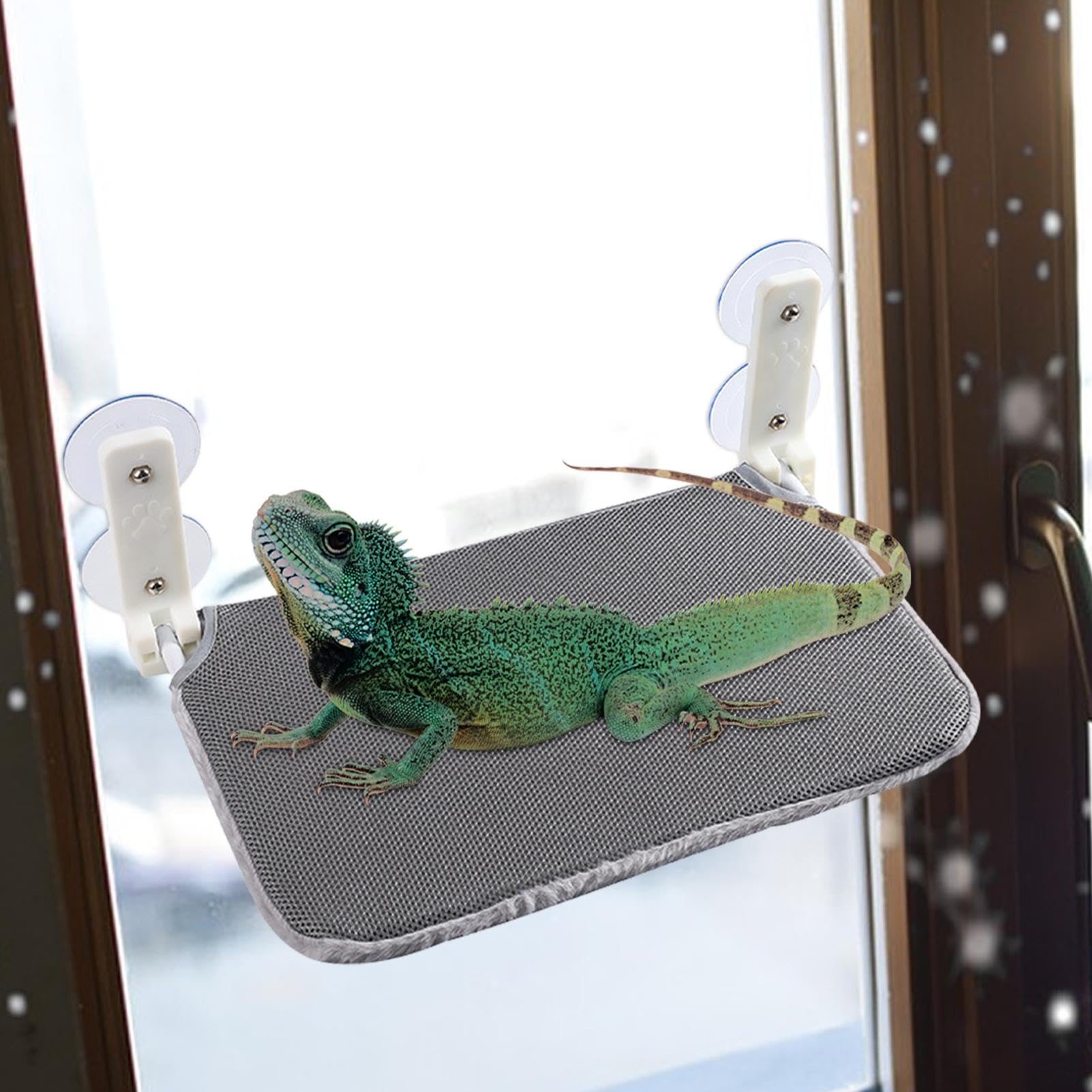 Hamaca de dragón barbudo | Percha plegable con ventosa para reptiles, hamaca gris con cremallera, cama que ahorra espacio para descansar, dormir y jugar