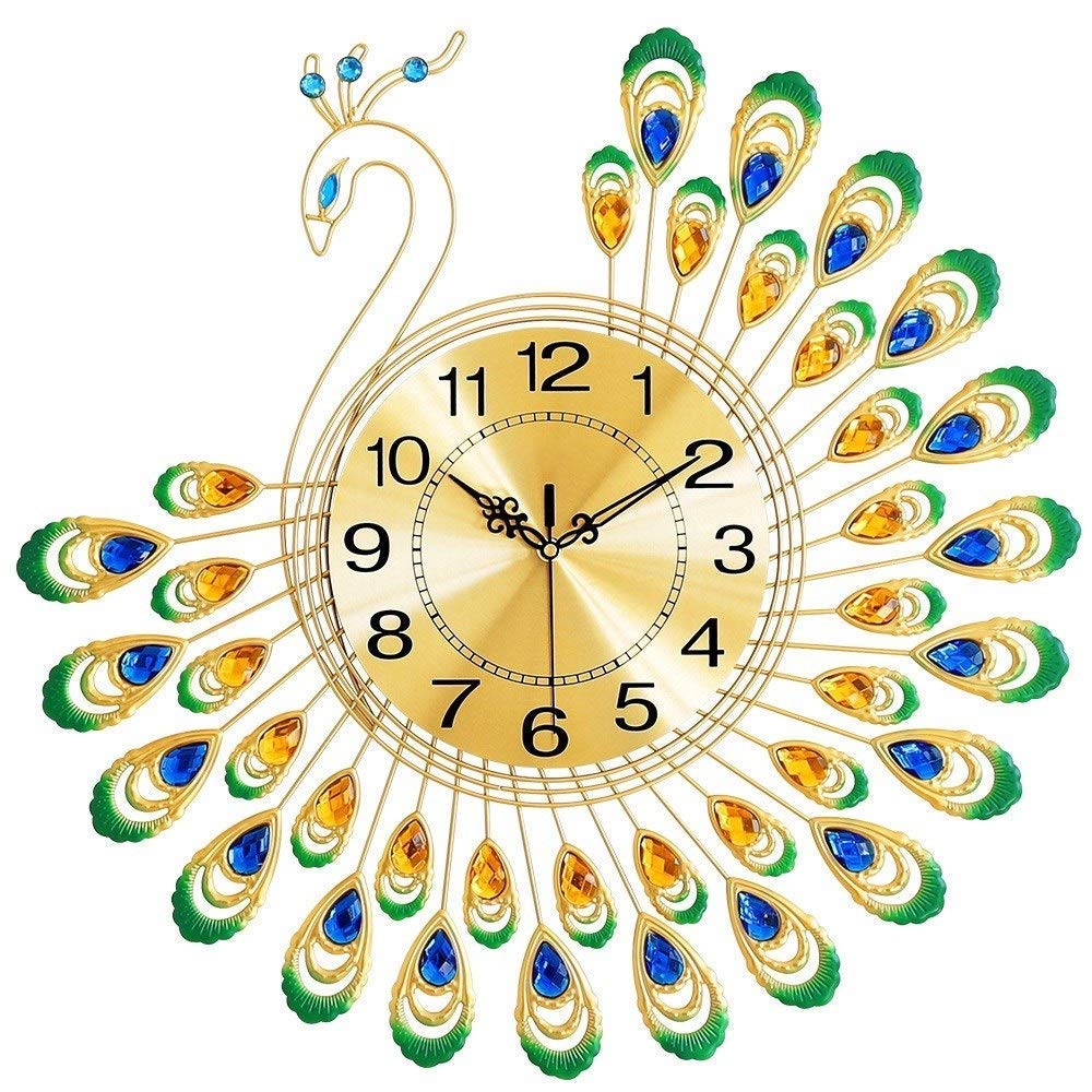 Horloge murale paon silencieuse contre les bruits de tic-tac
