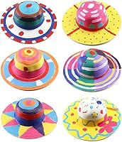 Vista 6 de 3 Pcs DIY Straw Hat Kids Handmade Hat Cap Beach Sun Hat Art Painting Hat with Paints & Brush1