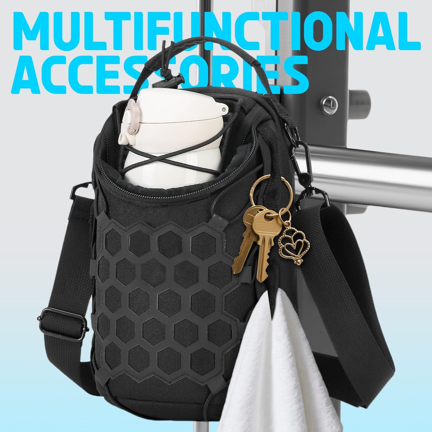 Small Magnetic Gym Bag, Mini Water Bottle Holder for Men and Women,Versatile Crossbody Bag for Gym,Travel,Work