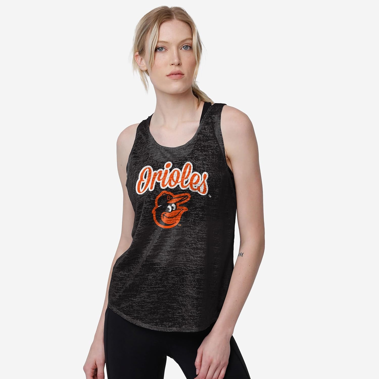 FOCO MLB Womens MLB Team Logo Burn Out Sleeveless Shirt Top